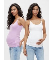 Mama.Licious Mamalicious Maternity 2 Pack White and Lilac Strappy Vests